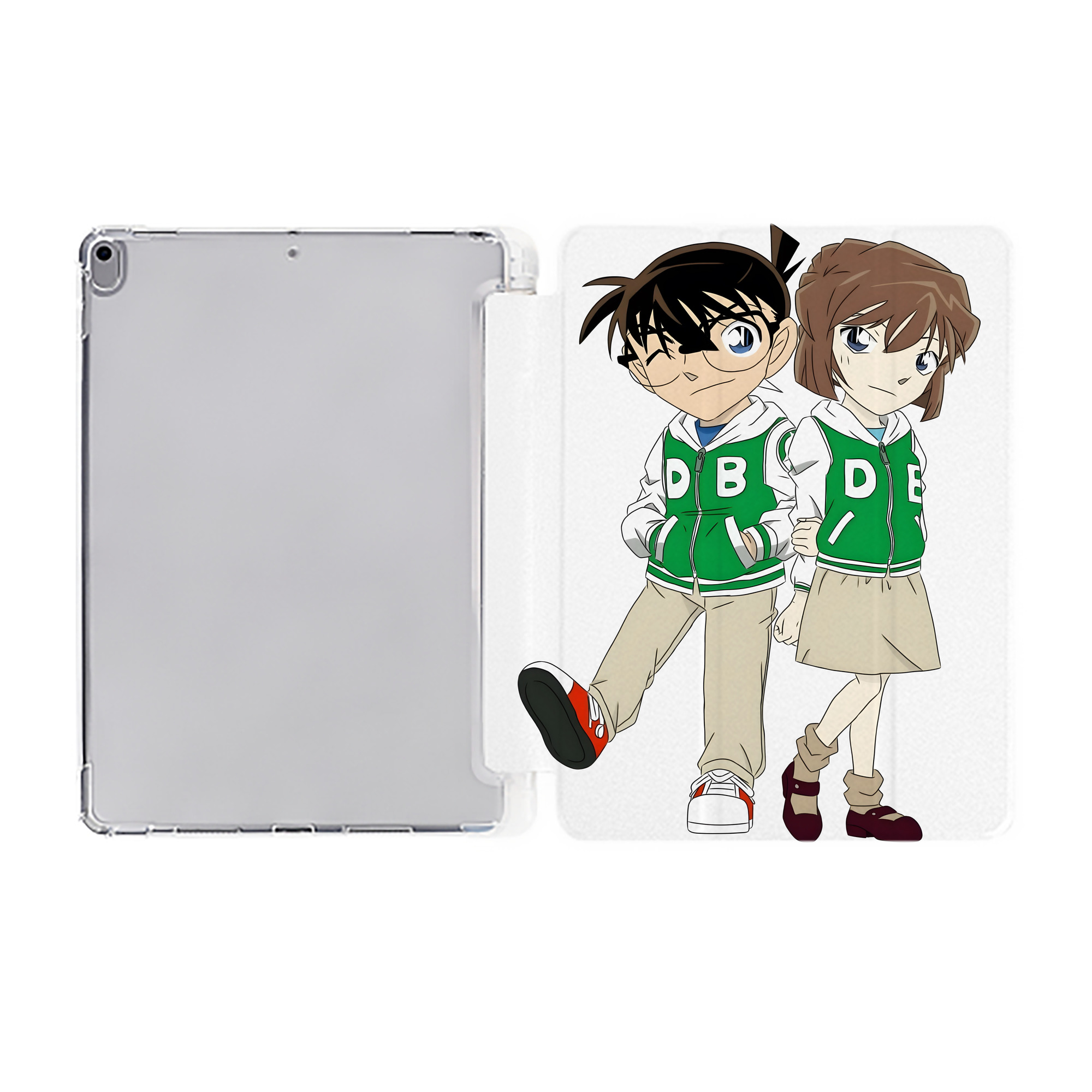 （画像用） 名探偵コナン 江戸川 コナン Detective Conan Conan Edogawa IPad ケース ペン収納付き 三つ折りスタンド PUレザー×シリコン 対応機種9.5/10.5/10.9インチ